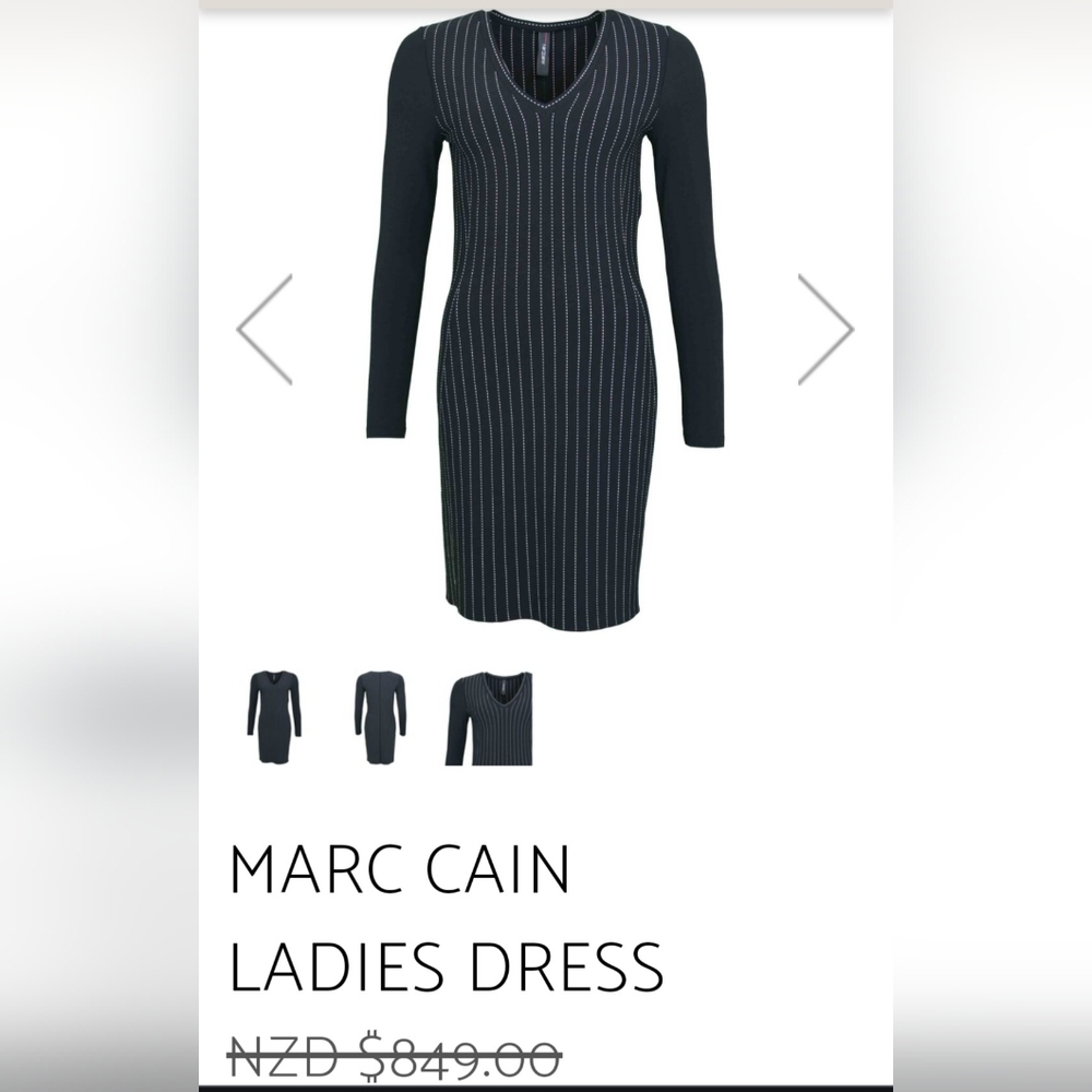 Marc Cain Black and White Striped Midi Dress - Picture 2 of 12